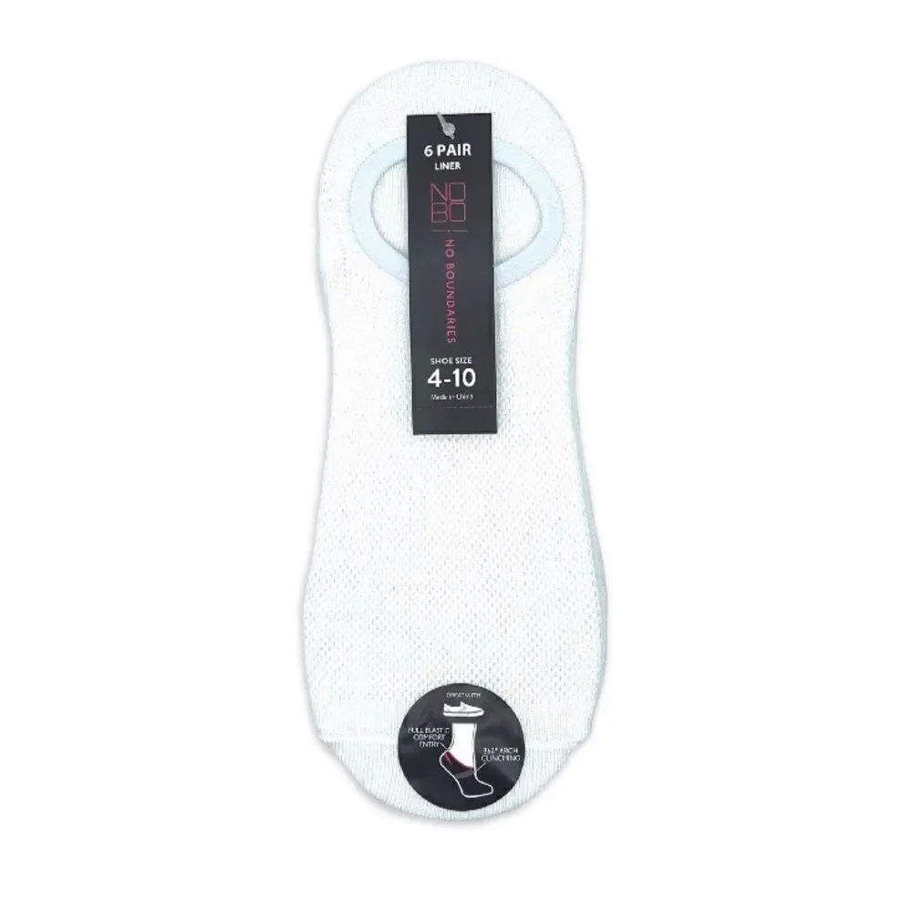 Women’s White Fashion Stay-Put & Low Liner Socks 2, 6-Packs Shoe Size 4-10